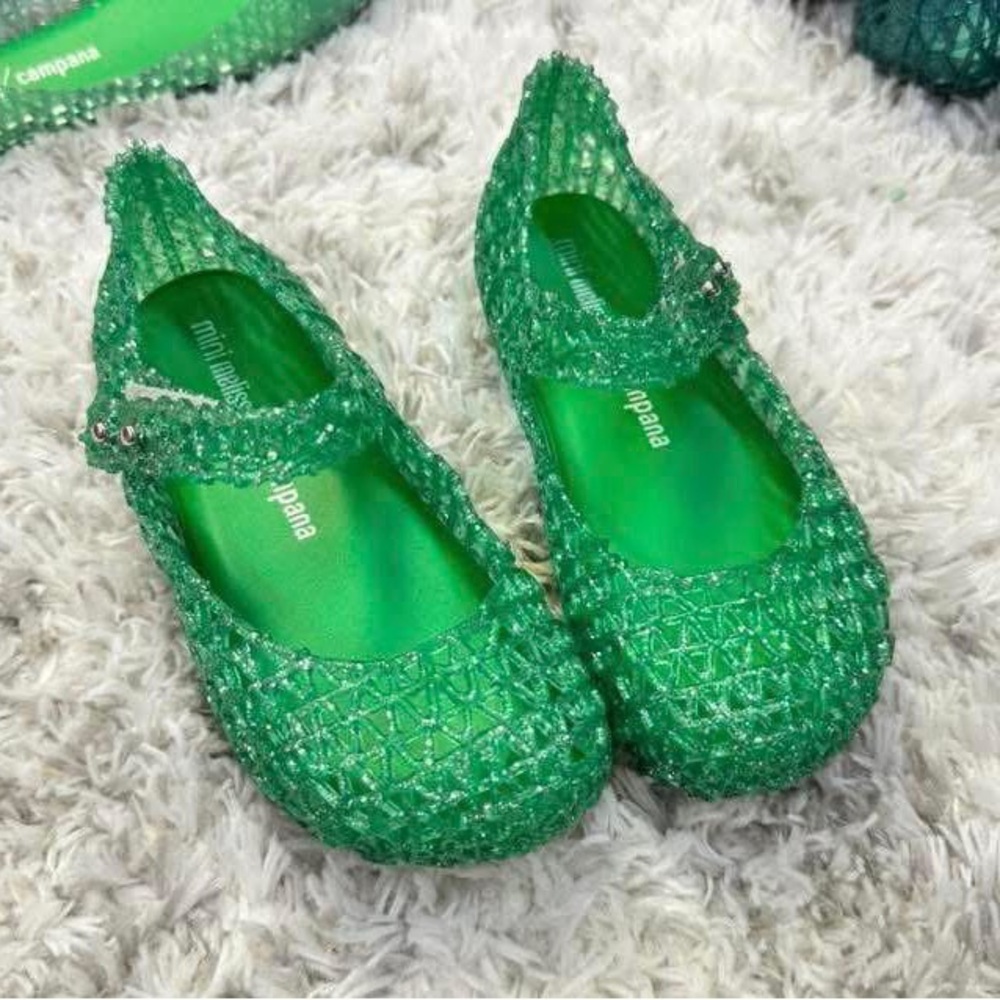 Mini Melissa Glittery Emerald Kids Dress Shoes - Picture 3 of 3